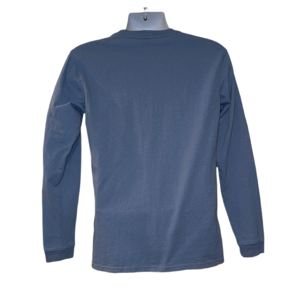 Carhartt Men’s Long Sleeve Shirt Small Blue Loose Fit Workwear Graphic Logo Tee - Picture 4 of 6